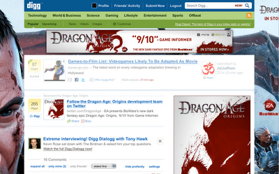 Dragonage på Digg.com